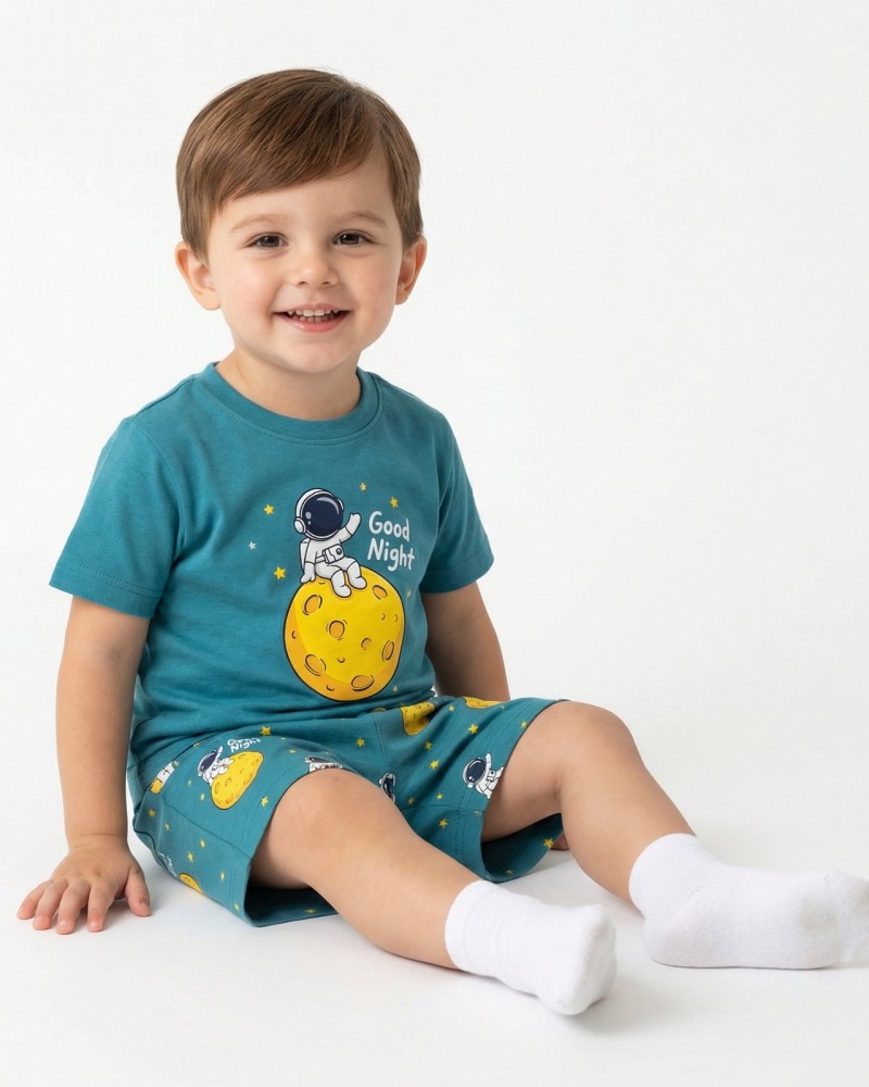Παιδική Βαμβακερή Πιτζάμα Με Τύπωμα Good Night Αγόρι (1-6) -Ραφ- 