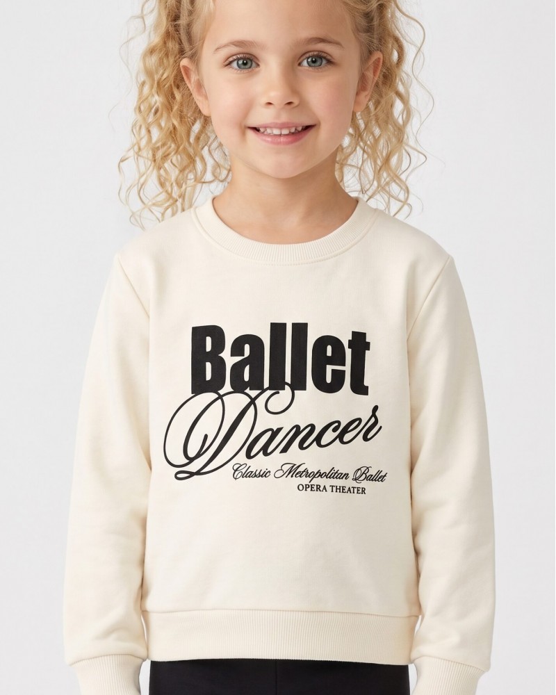 Εφηβικό Σετ Κολάν Φούτερ Με Τύπωμα Ballet Dance Κορίτσι (6-16) -Βανίλια- 
