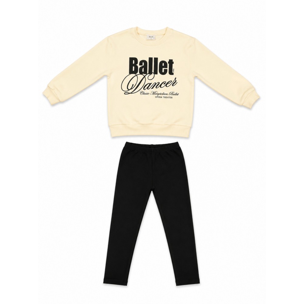 Εφηβικό Σετ Κολάν Φούτερ Με Τύπωμα Ballet Dance Κορίτσι (6-16) -Βανίλια- 50609