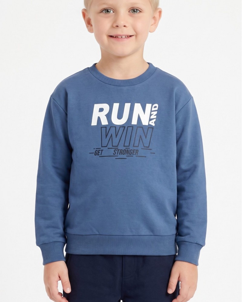 Εφηβικό Σετ Φούτερ Φόρμα Με Τύπωμα Run and Win για Αγόρι (6-16) -Ίντιγκο- 