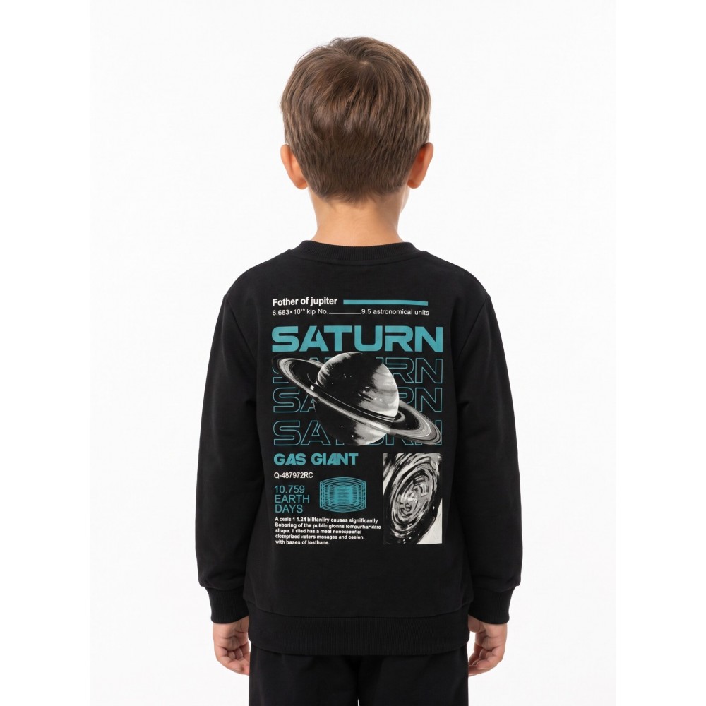 Εφηβικό Σετ Φούτερ Φόρμα Με Τύπωμα Saturn Αγόρι (6-16) -Ανθρακί- 