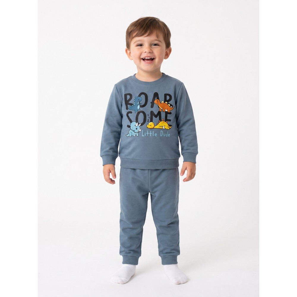 Παιδική Βαμβακερή Πιτζάμα με Τύπωμα Little Dino Αγόρι (2-6) -Ραφ/Pacific- 