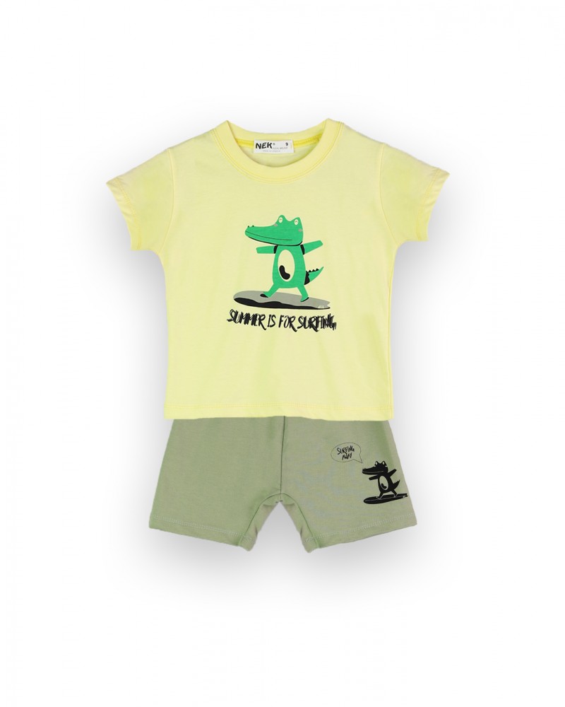 Βρεφικό Σετ Μπλούζα Κροκοδειλάκι Και Βερμούδα Αγόρι (6-24Μηνών) –Κίτρινο– 51024