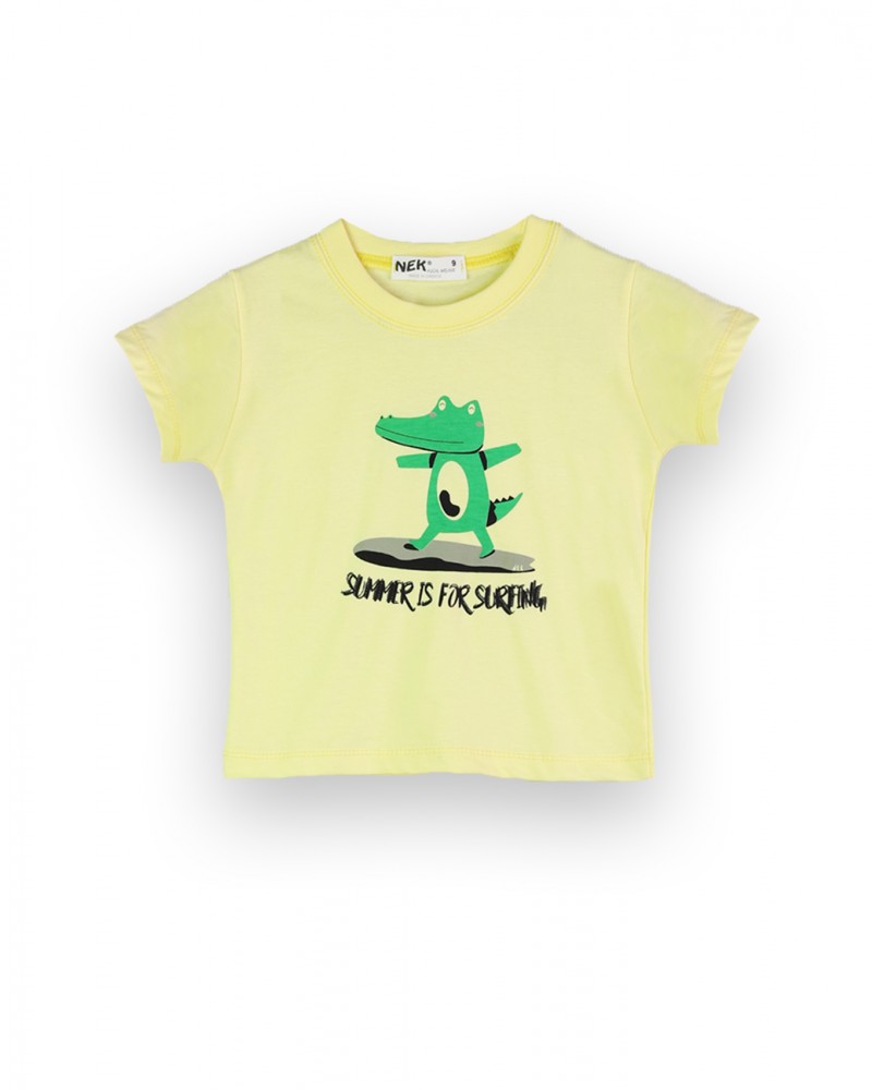 Βρεφικό Σετ Μπλούζα Κροκοδειλάκι Και Βερμούδα Αγόρι (6-24Μηνών) –Κίτρινο– 51024