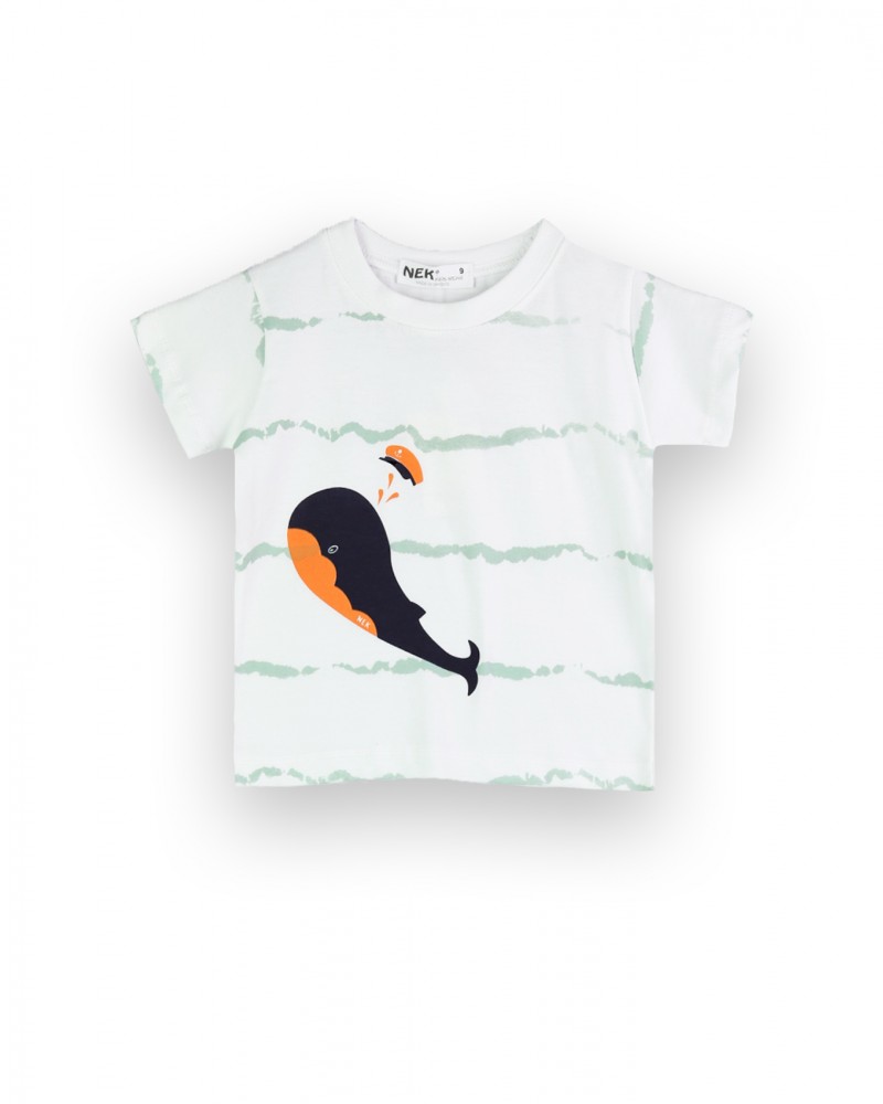 Βρεφικό Σετ Μπλούζα Φαλαινάκι Και Βερμούδα Αγόρι (6-24Μηνών) –Φυστικί– 51424