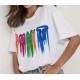 T-Shirt Μπλούζα Μακό με Τύπωμα Χρωμάτων Oversized -Λευκό- 5302 T-Shirt Μπλούζα Μακό με Τύπωμα Χρωμάτων Oversized -Λευκό- 5302