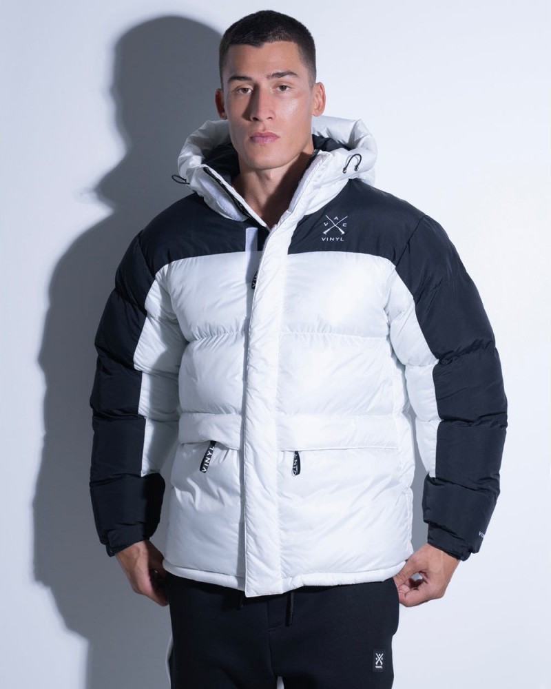 Μπουφάν Puffer Jacket Φουσκωτό Vinyl -Μαύρο/Λευκό- 60400-12