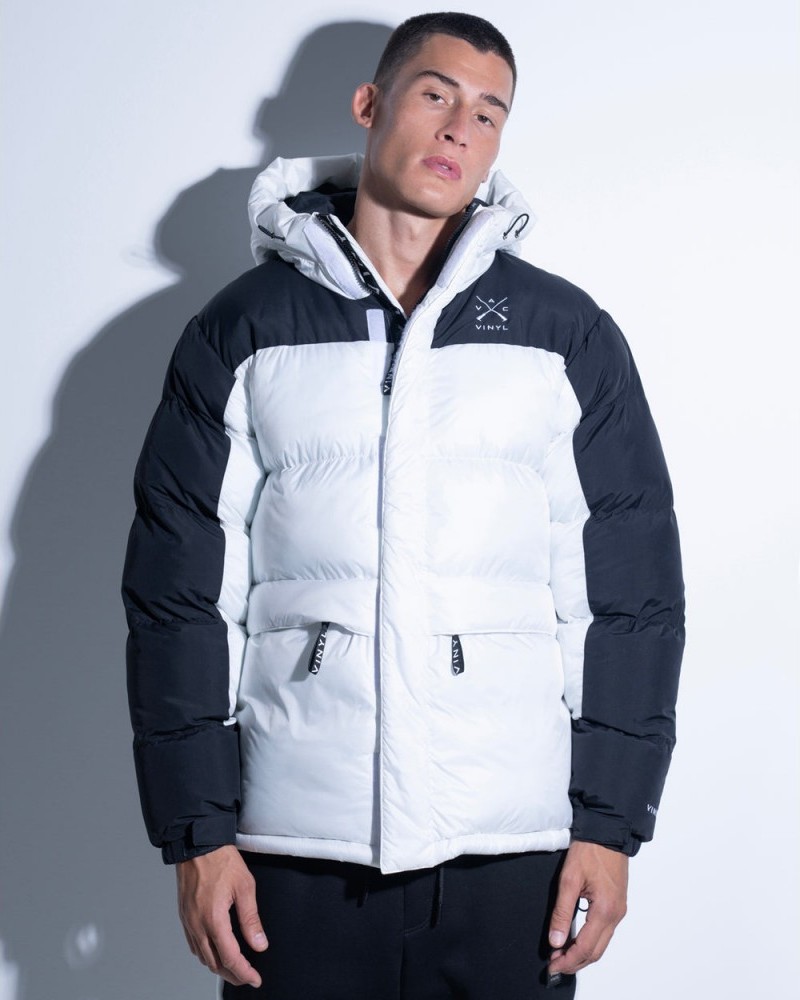 Μπουφάν Puffer Jacket Φουσκωτό Vinyl -Μαύρο/Λευκό- 60400-12