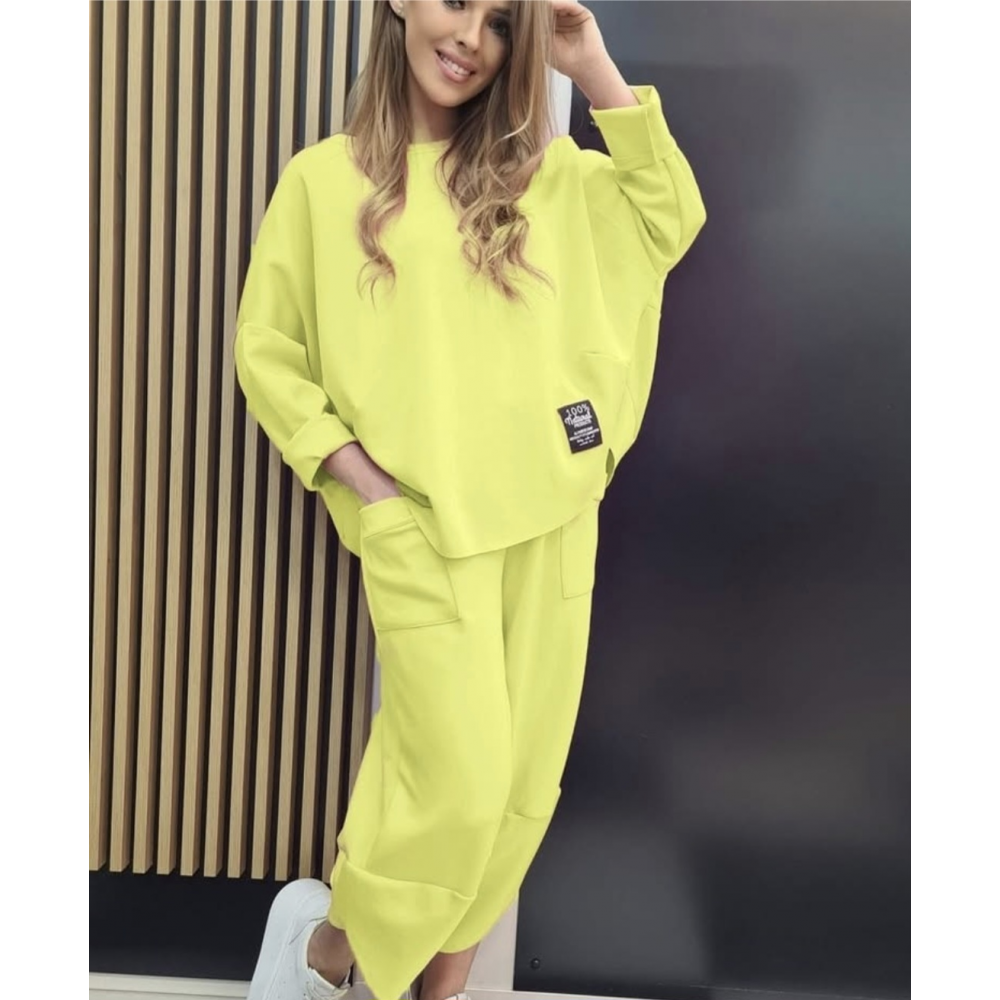 Γυναικείο Σετ Μπλούζα και Παντελόνι Baggy -Κίτρινο- 6282 Γυναικείο Σετ Μπλούζα και Παντελόνι Baggy -Κίτρινο- 6282