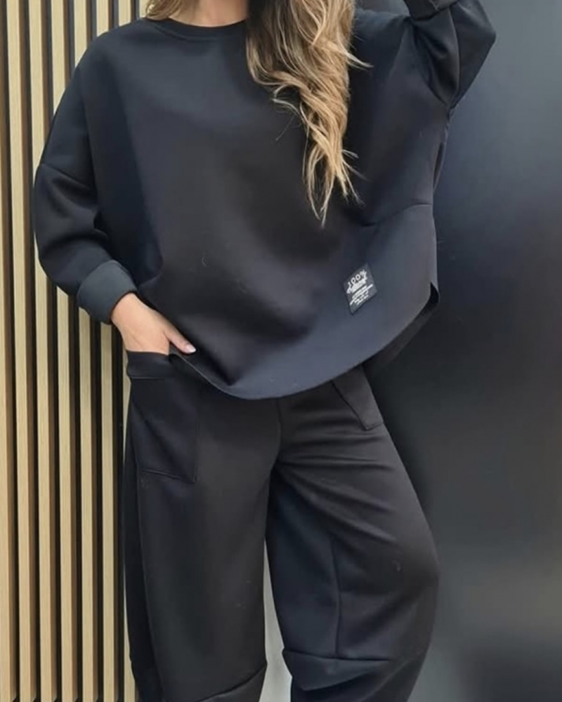 Γυναικείο Σετ Μπλούζα και Παντελόνι Baggy -Μαύρο- 6282