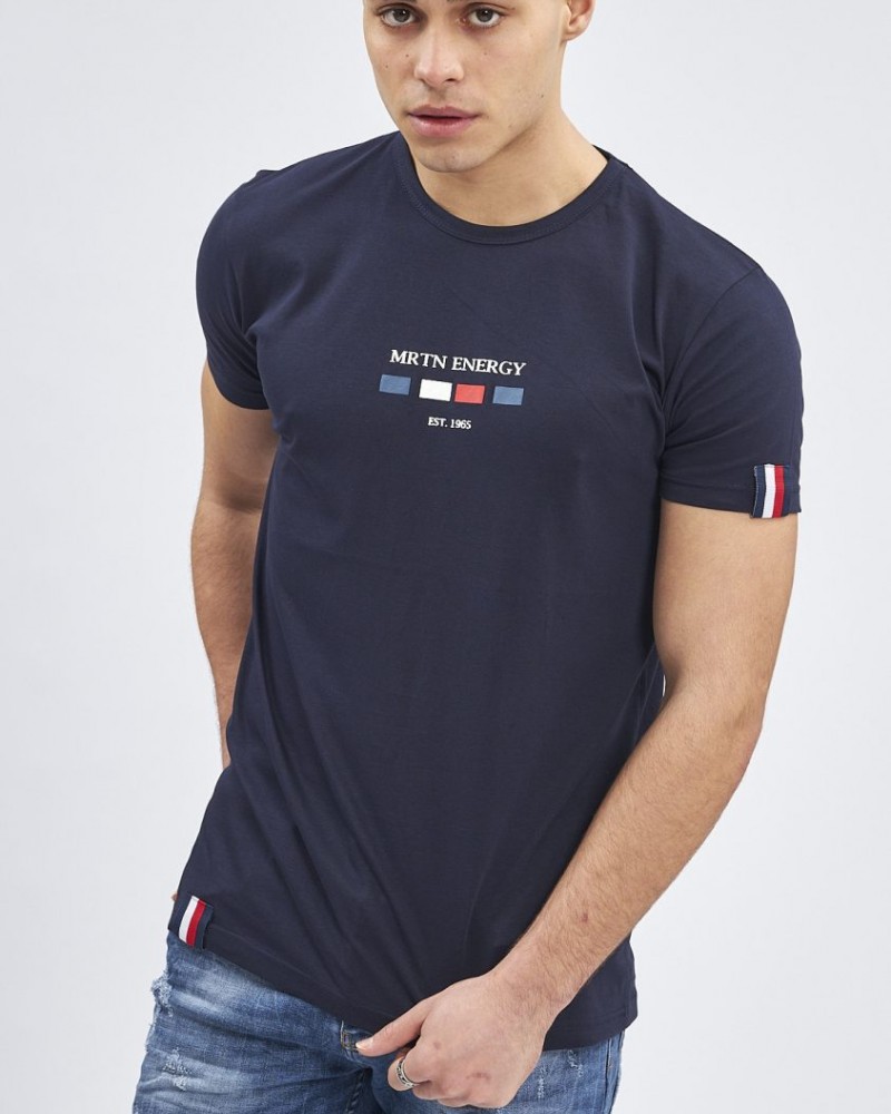 T-Shirt, Μπλούζα Κοντομάνικη Ανδρική με logo “Energy” -Μπλε Σκούρο- 70742