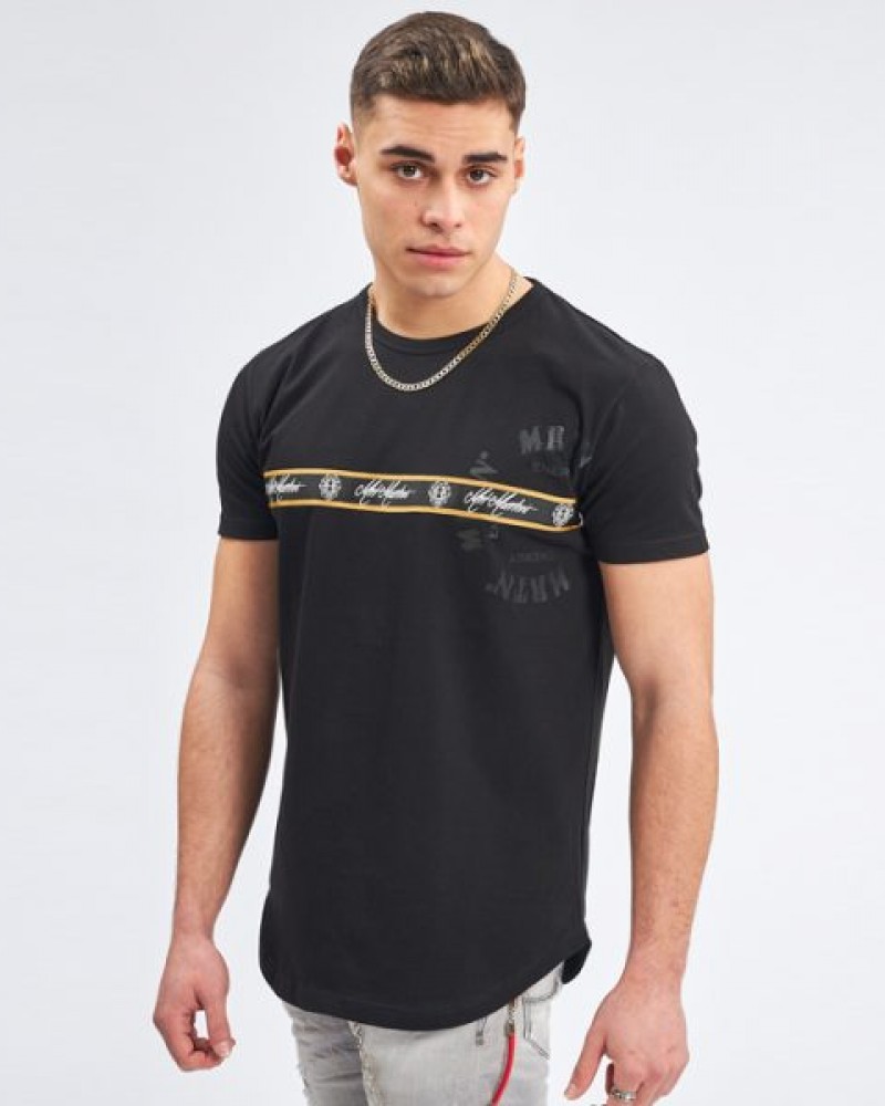 T-Shirt, Μπλούζα Ανδρική με logo printed stripe στο Στήθος -Μαύρο- 70744