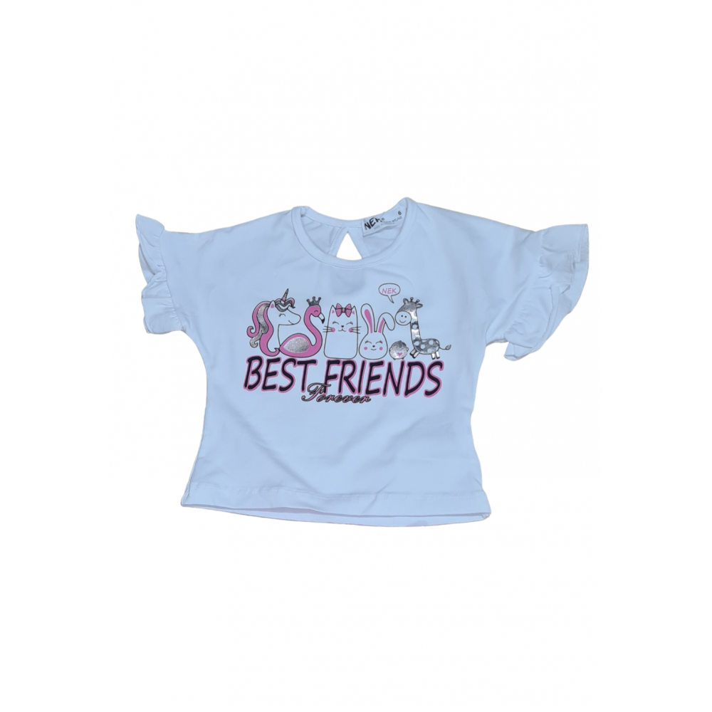 Βρεφικό Μακό Σετ Μπλούζα Best Friends και Κολάν Κορίτσι (3-24Μ) –Λευκό– 71724