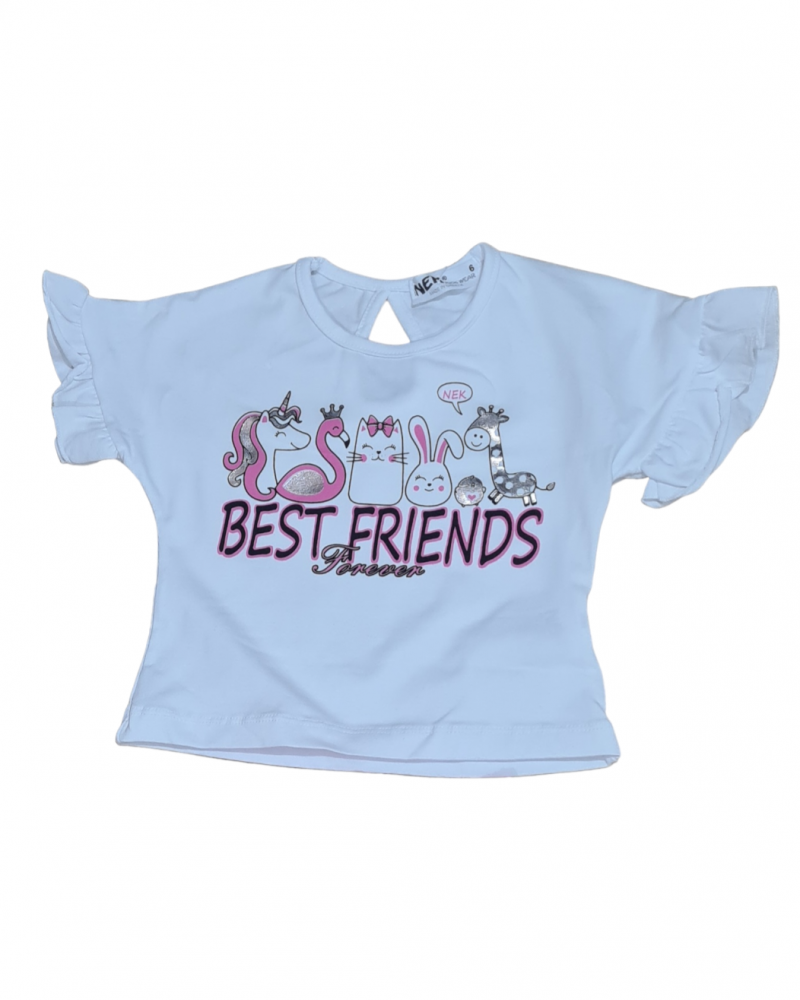 Βρεφικό Μακό Σετ Μπλούζα Best Friends και Κολάν Κορίτσι (3-24Μ) –Λευκό– 71724