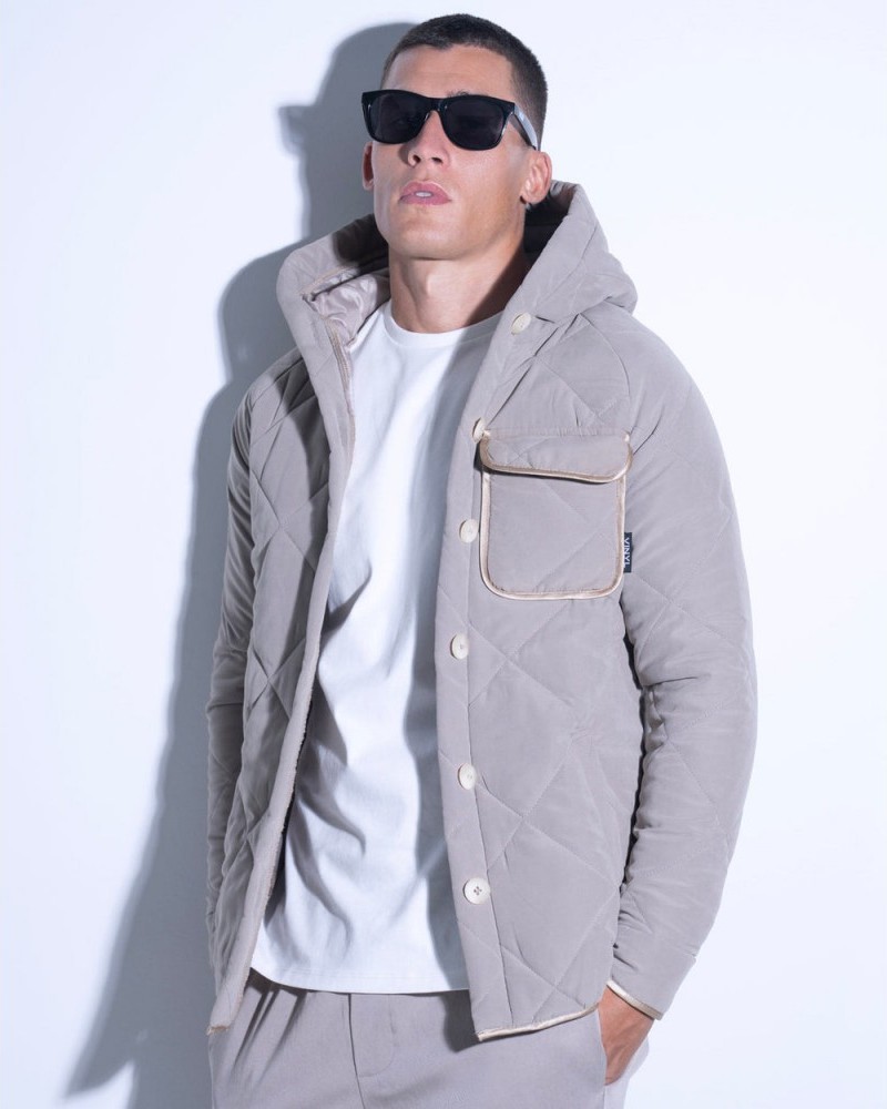 Μπουφάν Καπιτονέ Quilted Hooded Puffer Vinyl -Μπέζ- 72420-77