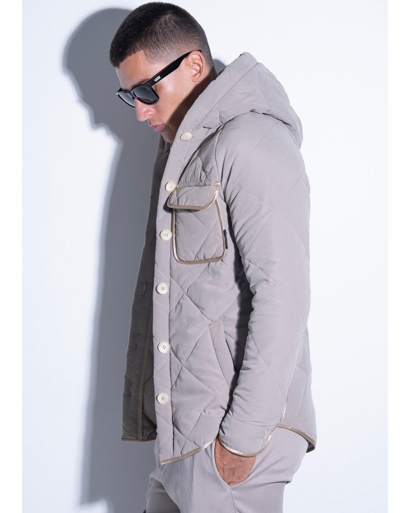 Μπουφάν Καπιτονέ Quilted Hooded Puffer Vinyl -Μπέζ- 72420-77