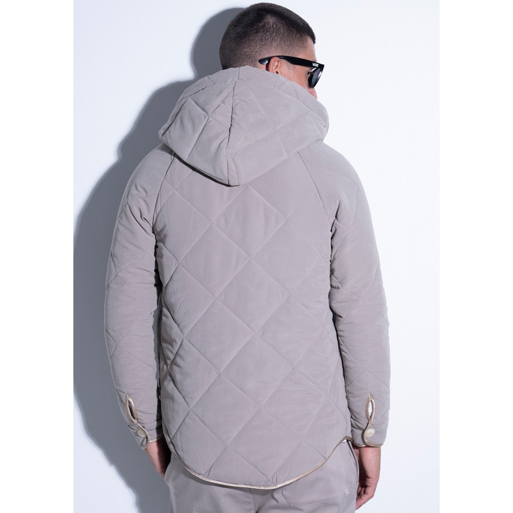 Μπουφάν Καπιτονέ Quilted Hooded Puffer Vinyl -Μπέζ- 72420-77 Μπουφάν Καπιτονέ Quilted Hooded Puffer Vinyl -Μπέζ- 72420-77