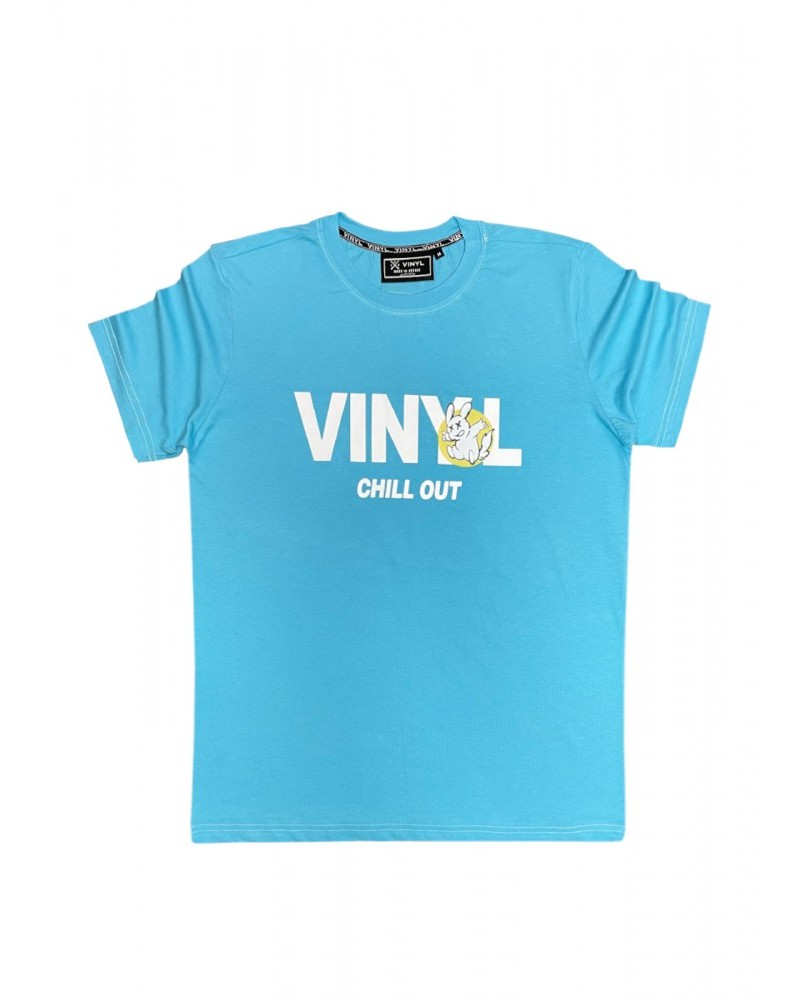 T-Shirt, Μπλούζα Με Big Logo Τύπωμα Chill Out Vinyl -Γαλάζιο- 84756-24