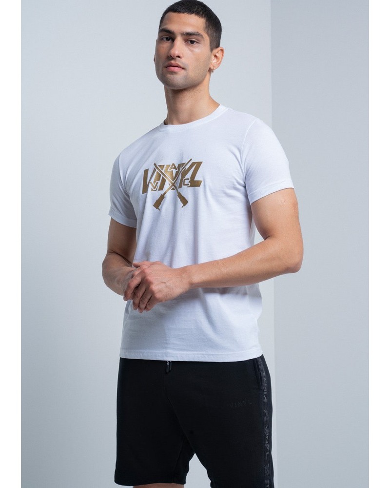 T-Shirt, Μπλούζα Με Big Logo Τύπωμα Vinyl -Λευκό- 91324-02