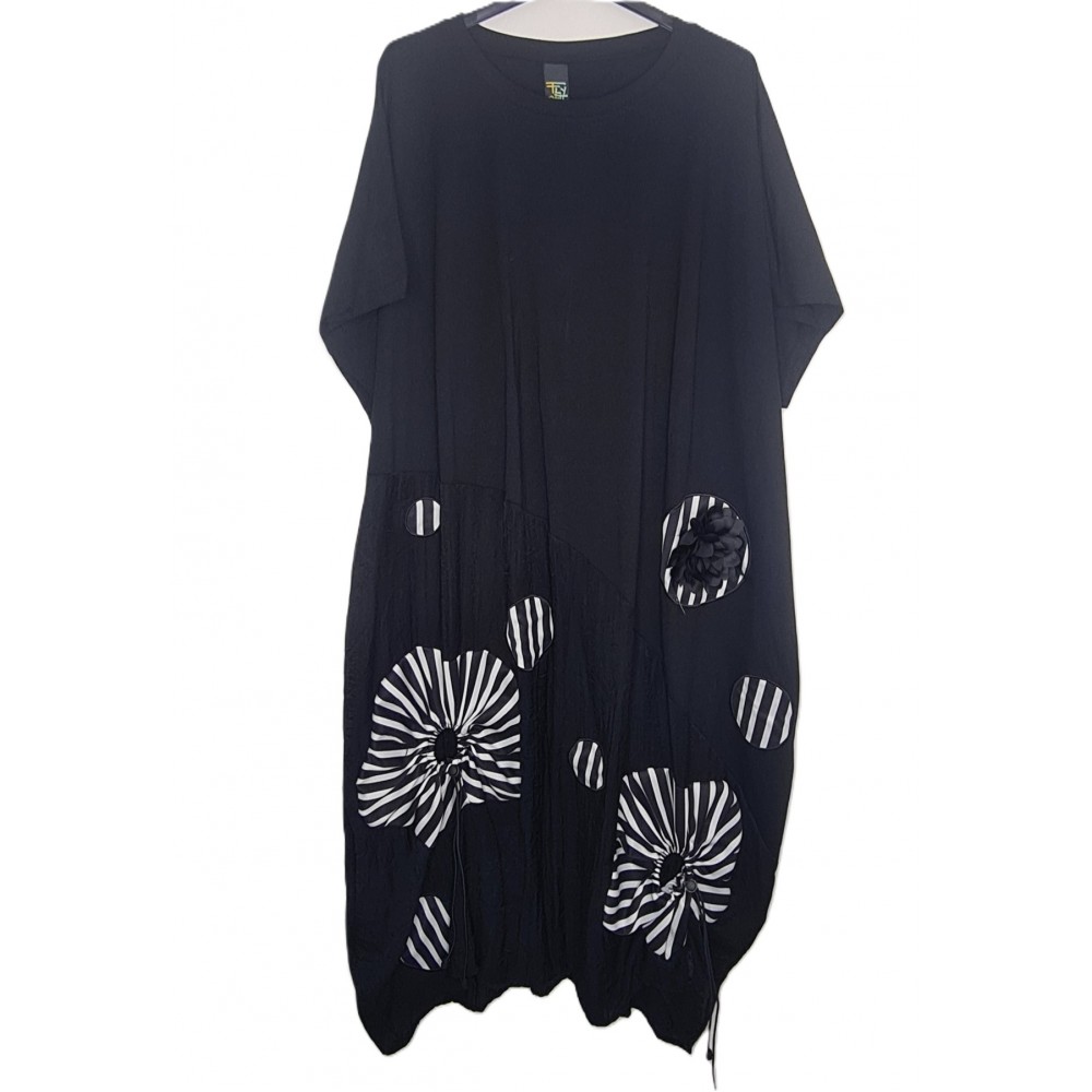 Φόρεμα Midi Floral Με Σχέδιο Και Σούρες OverSize -Μαύρο- B114 Φόρεμα Midi Floral Με Σχέδιο Και Σούρες OverSize -Μαύρο- B114