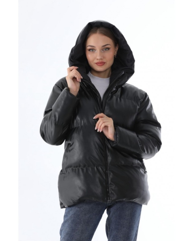 Μπουφάν Τζάκετ Puffer Με Κουκούλα -Μαύρο- D2102