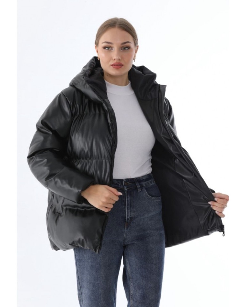 Μπουφάν Τζάκετ Puffer Με Κουκούλα -Μαύρο- D2102