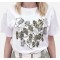 T-Shirt Μπλούζα Μακό Λευκό με Λαδί Τύπωμα -Λευκό- ES2107