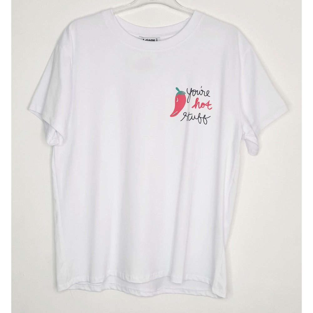 T-Shirt Μπλούζα Μακό με Τύπωμα Hot -Λευκό- ES2108 T-Shirt Μπλούζα Μακό με Τύπωμα Hot -Λευκό- ES2108