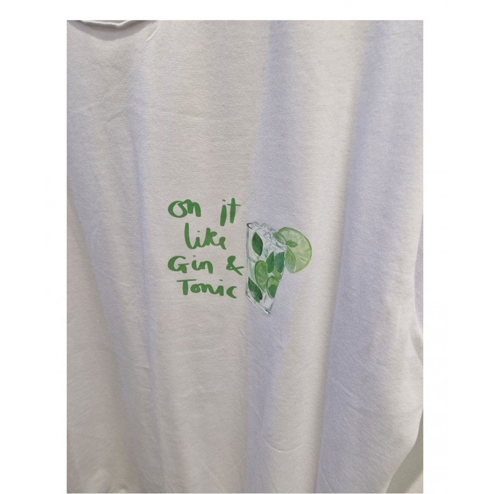 T-Shirt Μπλούζα Μακό με Τύπωμα Gin & Tonic -Λευκό- ES2108 T-Shirt Μπλούζα Μακό με Τύπωμα Gin & Tonic -Λευκό- ES2108