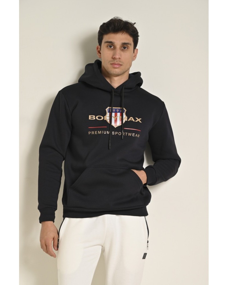 Μπλούζα Φούτερ Με Κουκούλα και Τύπωμα Hoodie Bodymax -Μαύρο- F/W6000