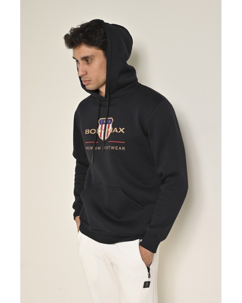 Μπλούζα Φούτερ Με Κουκούλα και Τύπωμα Hoodie Bodymax -Μαύρο- F/W6000