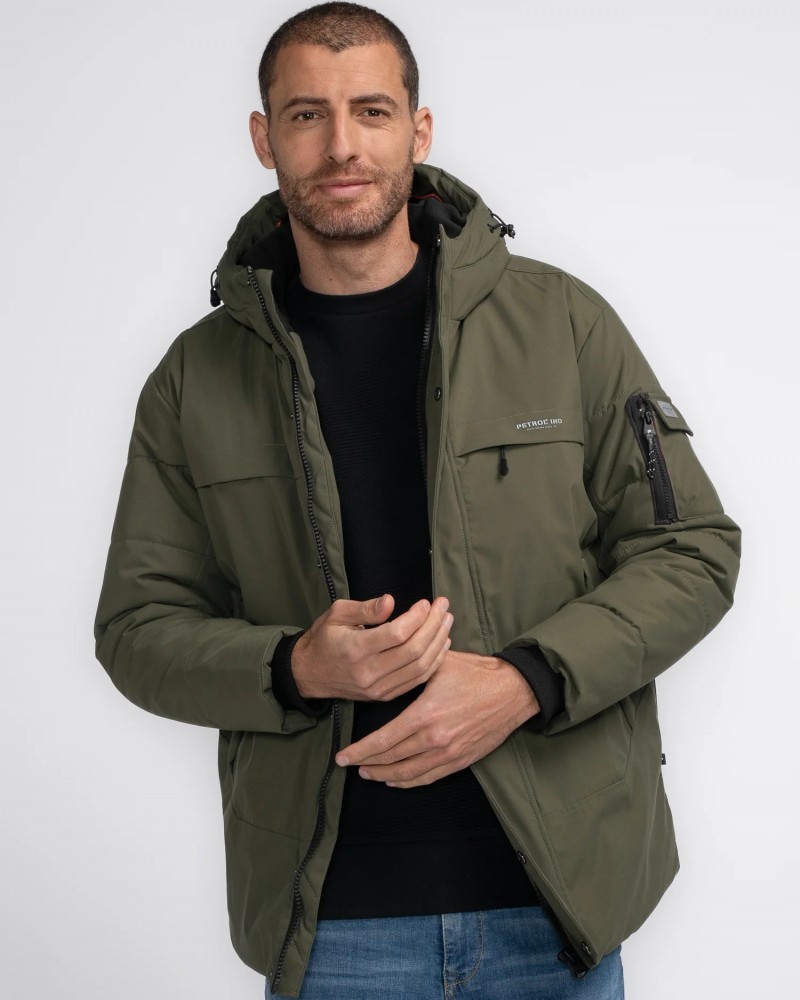 Ανδρικό Μπουφάν Parka Jacket με Επένδυση Oversized Petrol -Χακί- M-3040-JAC104