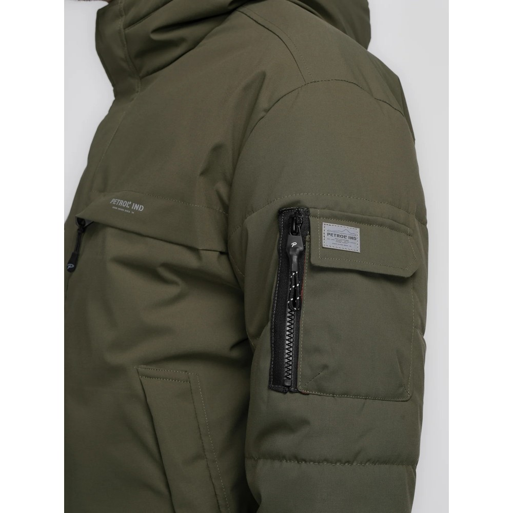 Ανδρικό Μπουφάν Parka Jacket με Επένδυση Oversized Petrol -Χακί- M-3040-JAC104