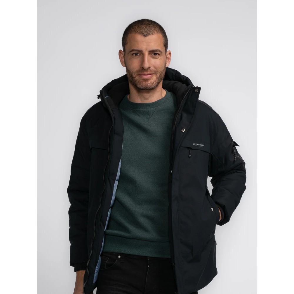 Ανδρικό Μπουφάν Parka Jacket με Επένδυση Oversized Petrol -Μαύρο- M-3040-JAC104
