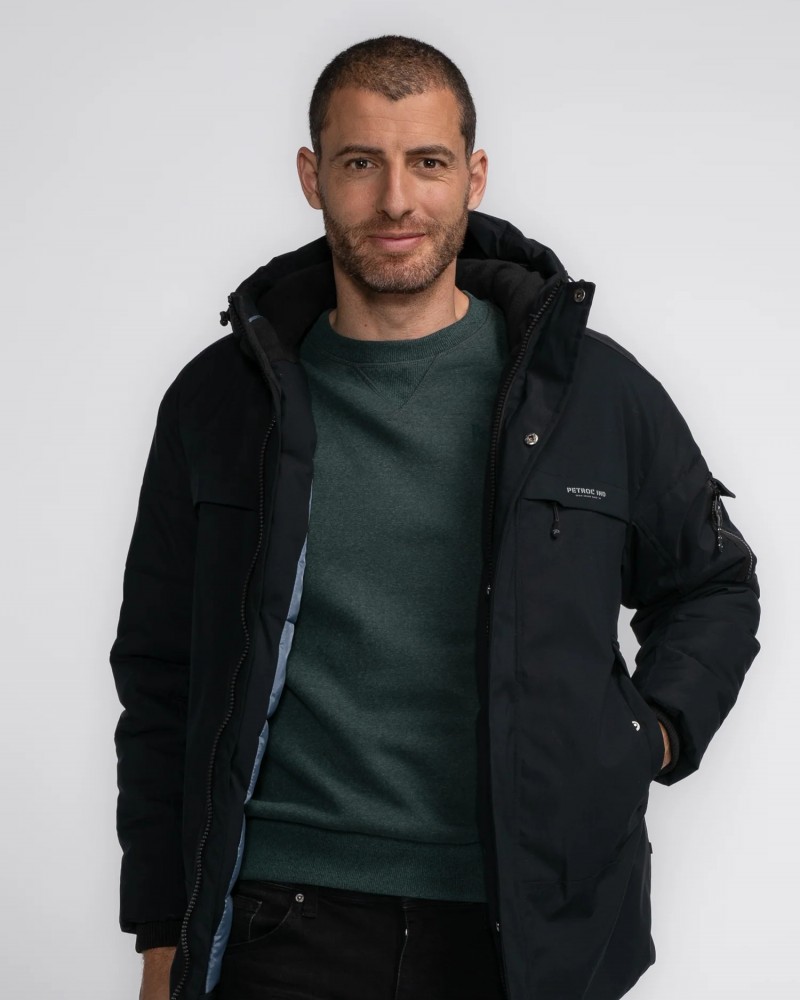 Ανδρικό Μπουφάν Parka Jacket με Επένδυση Oversized Petrol -Μαύρο- M-3040-JAC104