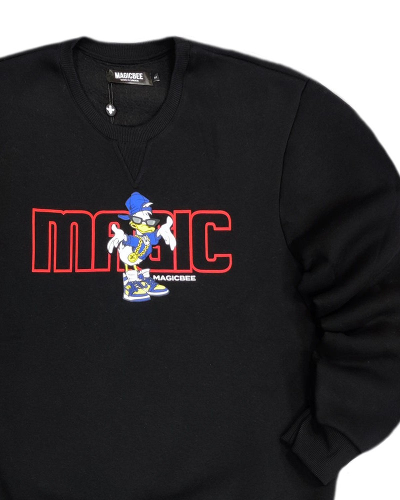 Μπλούζα Φούτερ Sweatshirt with Animated Duck Pattern Magic Bee -Μαύρο- MB23509