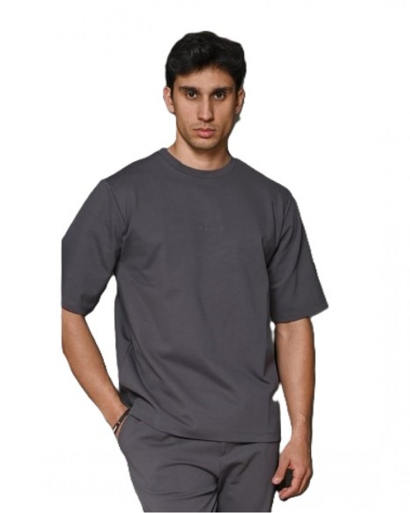 Ανδρική Μπλούζα T-Shirt Oversize Bodymax Premium -Σκούρο Γκρι- PR-9020