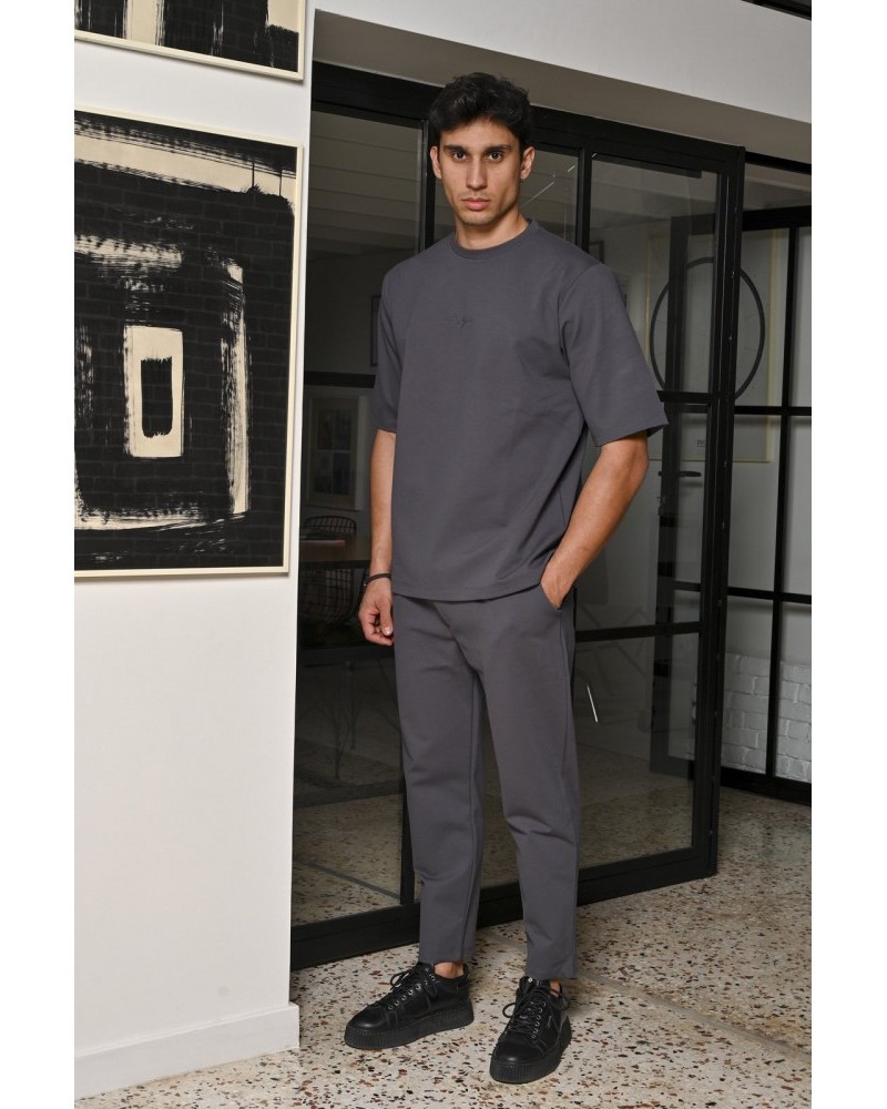 Ανδρική Μπλούζα T-Shirt Oversize Bodymax Premium -Σκούρο Γκρι- PR-9020
