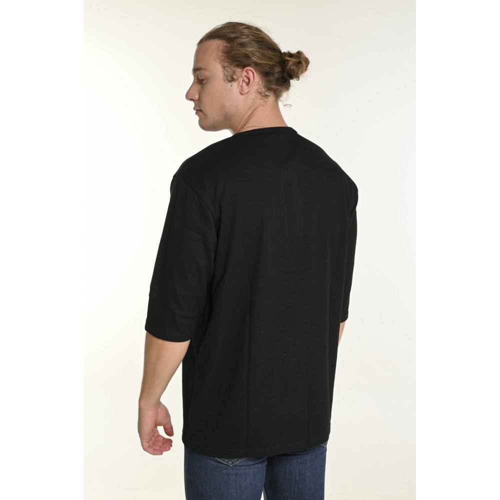 Ανδρική Μπλούζα T-Shirt Oversize με Κουμπιά Bodymax -Μαύρο- PR-9021