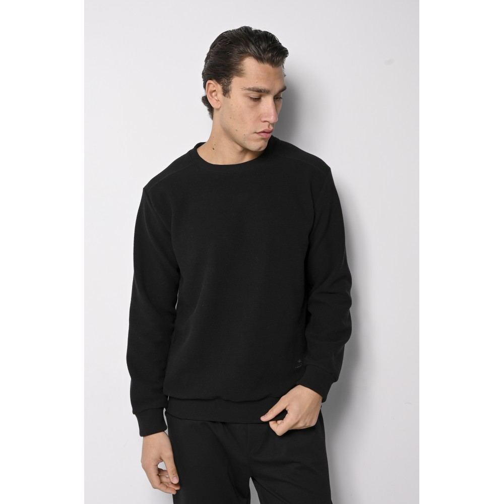 Ανδρική Μπλούζα με Στρογγυλό Λαιμό -Μαύρο- PR-9024