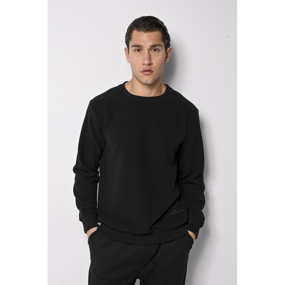 Ανδρική Μπλούζα με Στρογγυλό Λαιμό -Μαύρο- PR-9024
