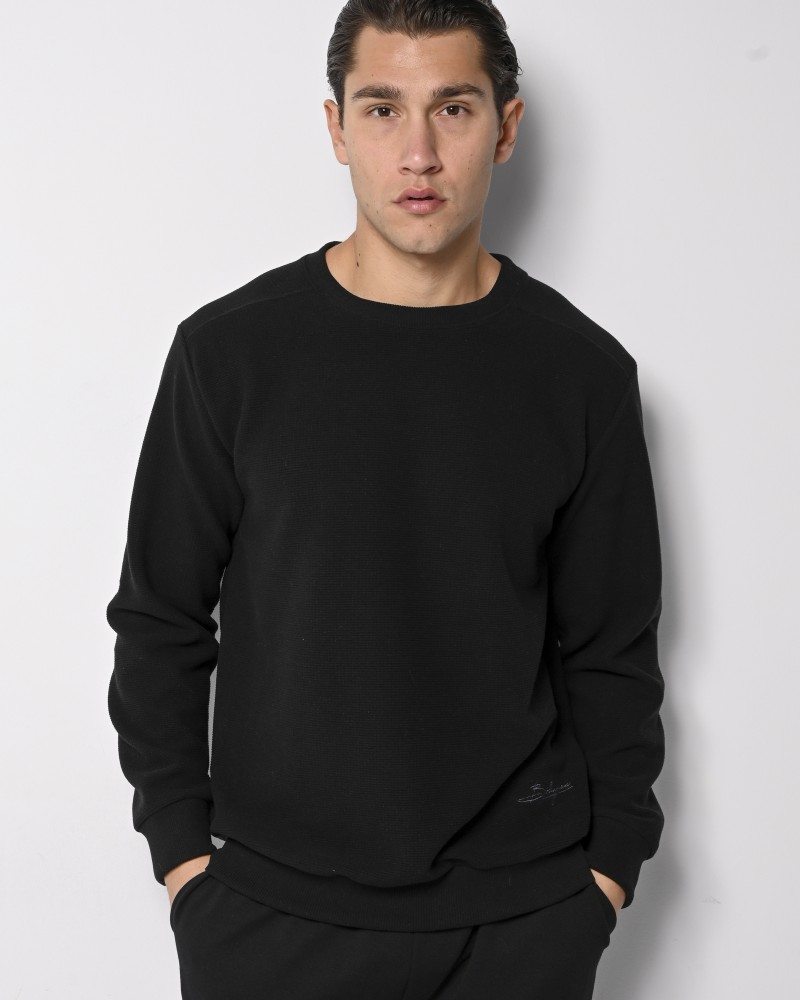 Ανδρική Μπλούζα με Στρογγυλό Λαιμό -Μαύρο- 