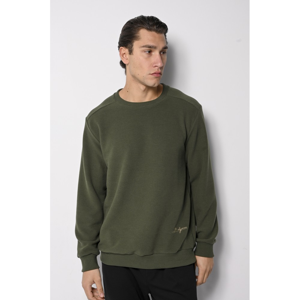 Ανδρική Μπλούζα με Στρογγυλό Λαιμό -Χακί- PR-9024