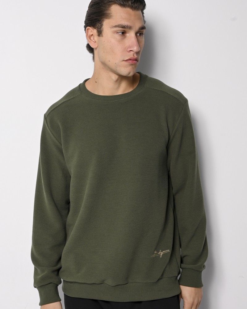 Ανδρική Μπλούζα με Στρογγυλό Λαιμό -Χακί- 