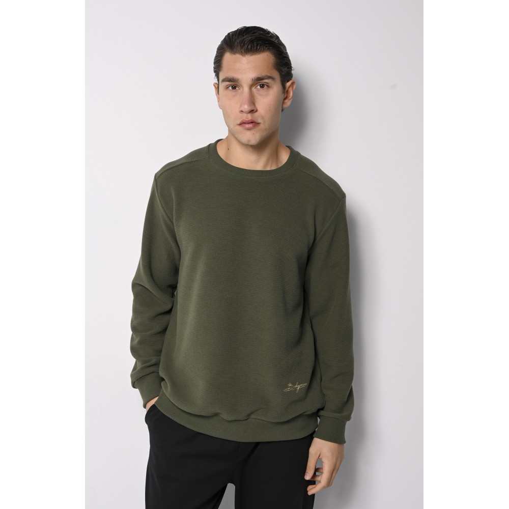 Ανδρική Μπλούζα με Στρογγυλό Λαιμό -Χακί- PR-9024