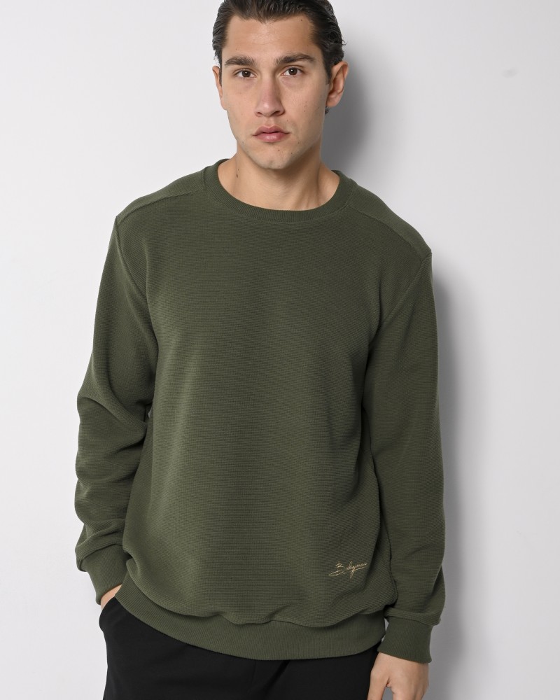 Ανδρική Μπλούζα με Στρογγυλό Λαιμό -Χακί- 