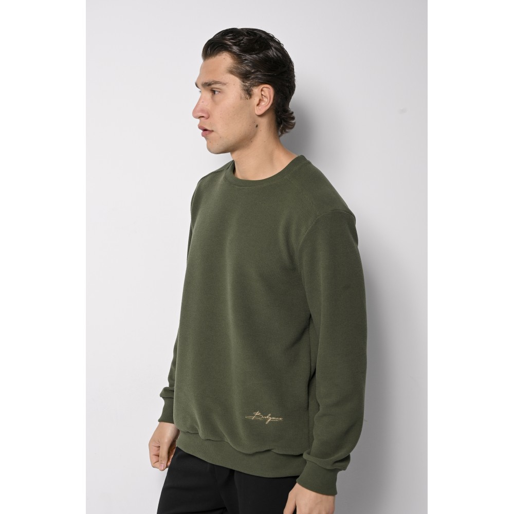 Ανδρική Μπλούζα με Στρογγυλό Λαιμό -Χακί- PR-9024