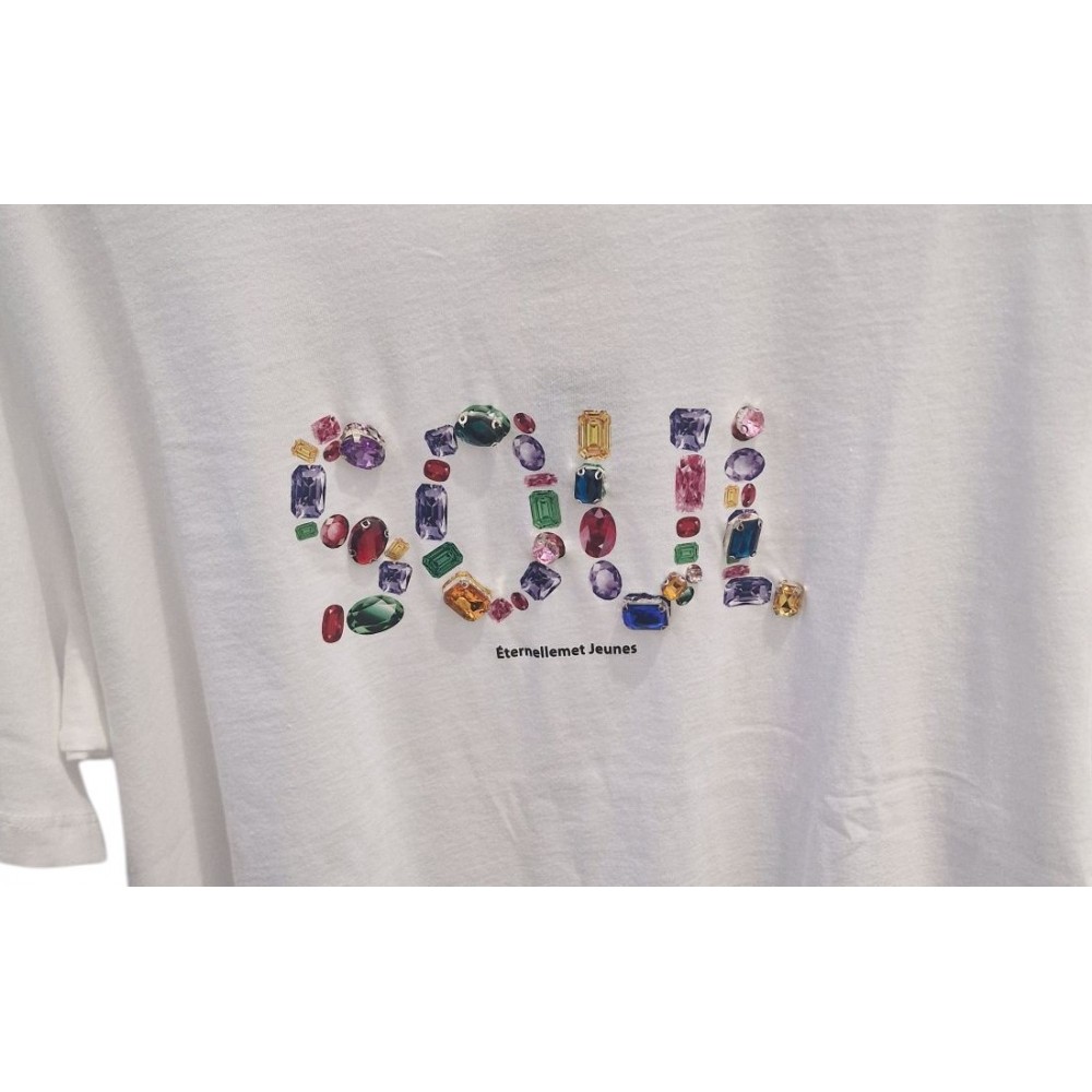 T-Shirt Μπλούζα Μακό με Τύπωμα Soul από Πετράδια -Λευκό- SSS25 T-Shirt Μπλούζα Μακό με Τύπωμα Soul από Πετράδια -Λευκό- SSS25